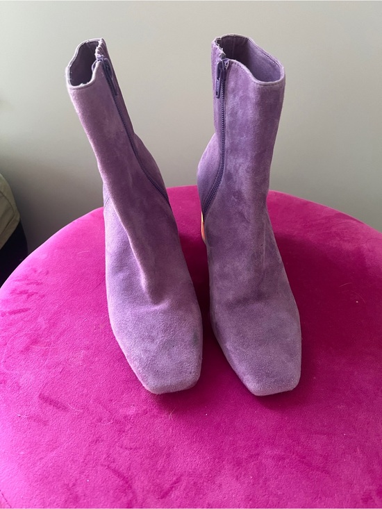 Charlotte Stone Shoes - Charlotte Stone Lavender Suede Ankle Boots with Side Zip